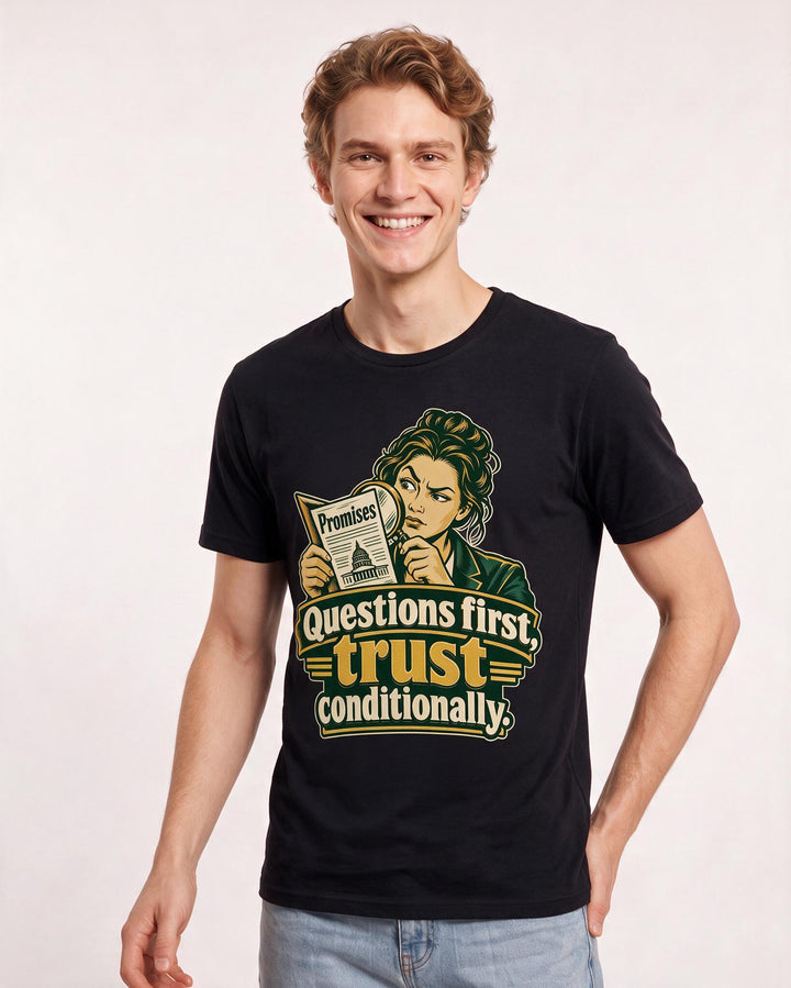 Political Statement Black T-Shirt for Men – Everyday Expression Graphic Tee product image 1