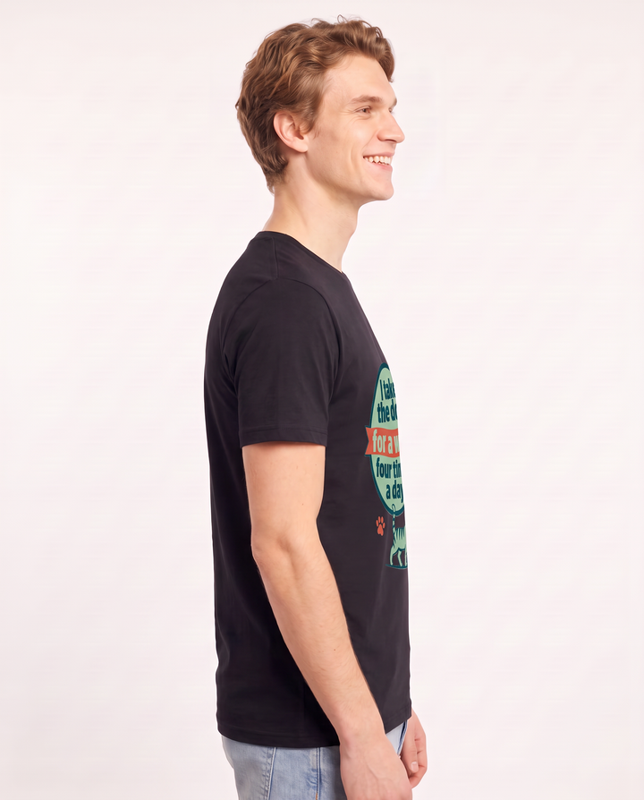 Graphic Men's Black T-Shirt - I take the dog for a walk four times a product image 2