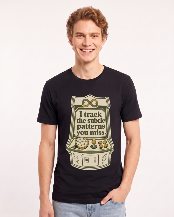 Graphic Men's Black T-Shirt - I track the subtle patterns you miss. product image 1