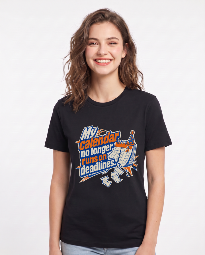 Graduation Women's Black T-Shirt – My calendar no longer runs on product image 1