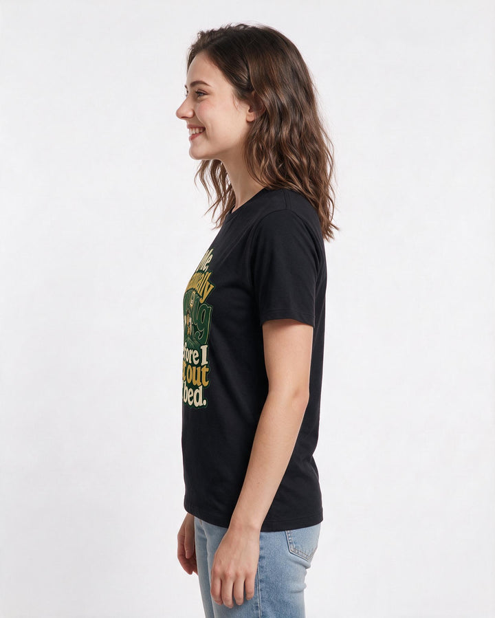 Gaming Women's Black T-Shirt – Me, manually saving before I get out of bed. product image 2