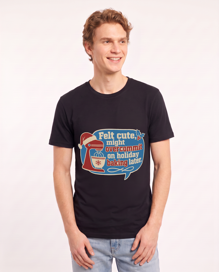 Christmas Men's Black T-Shirt - Felt cute, might overcommit on holiday product image 3