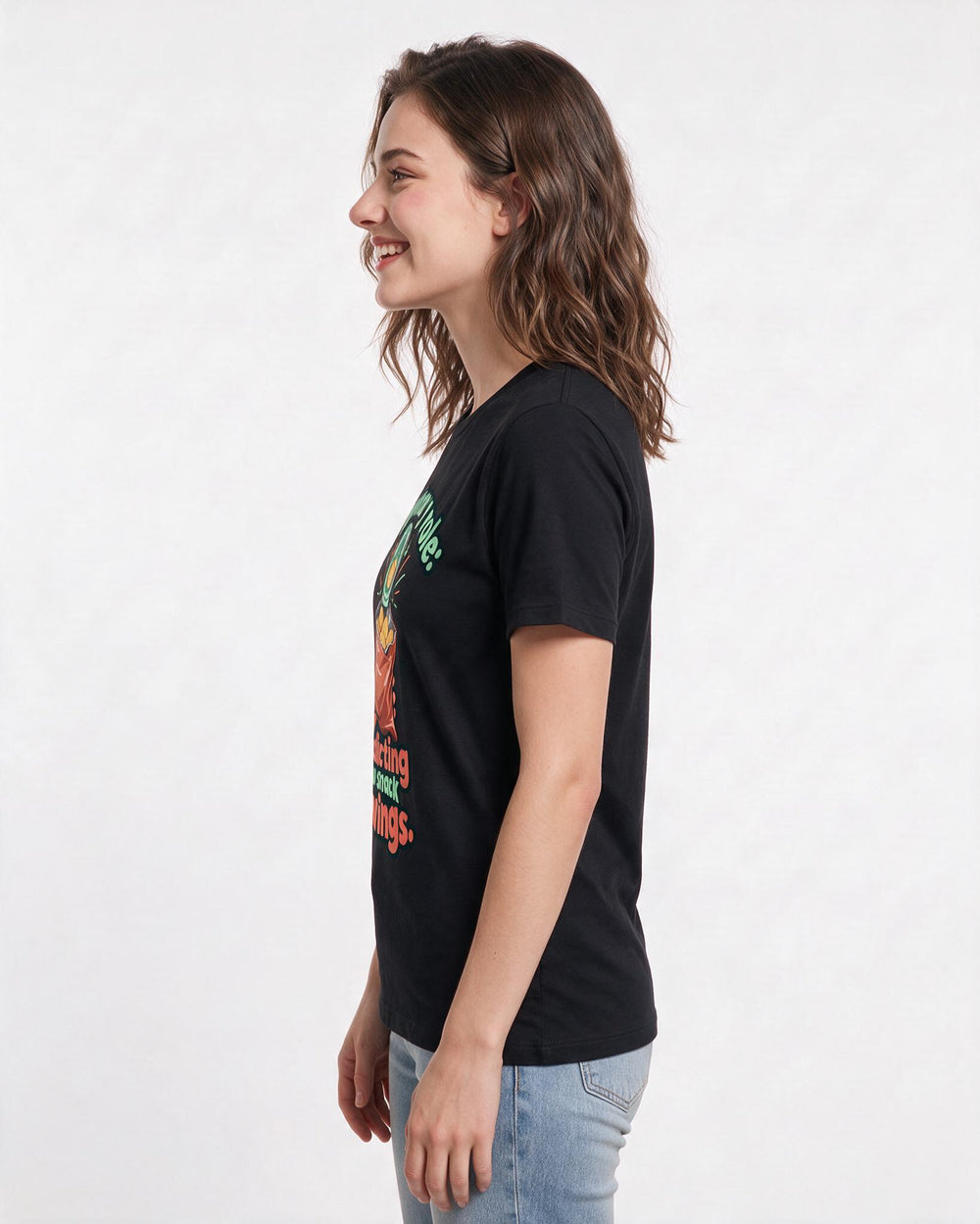 Couples Black T-Shirt for Women – Everyday Expression Graphic Tee product image 2