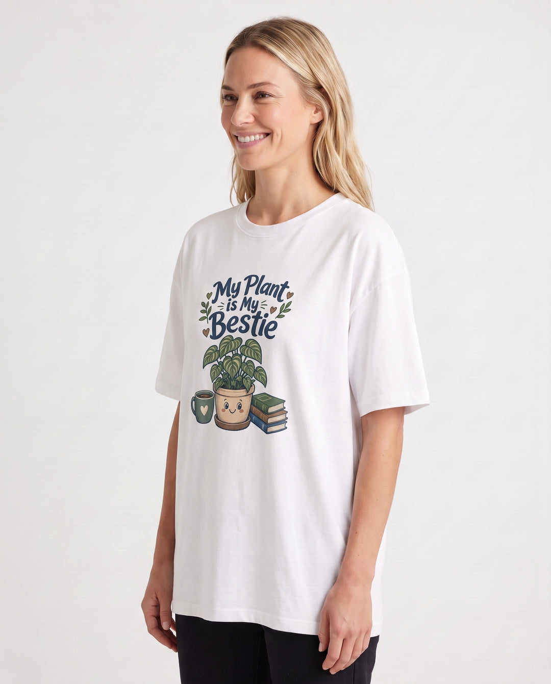 My Plant Is My Bestie White T-Shirt mockup 2