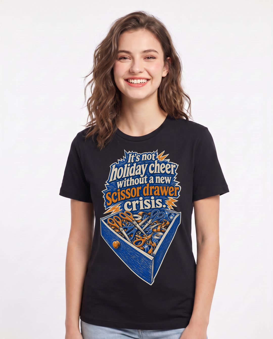 Christmas Black T-Shirt for Women – Holiday Theme Graphic Tee product image 1