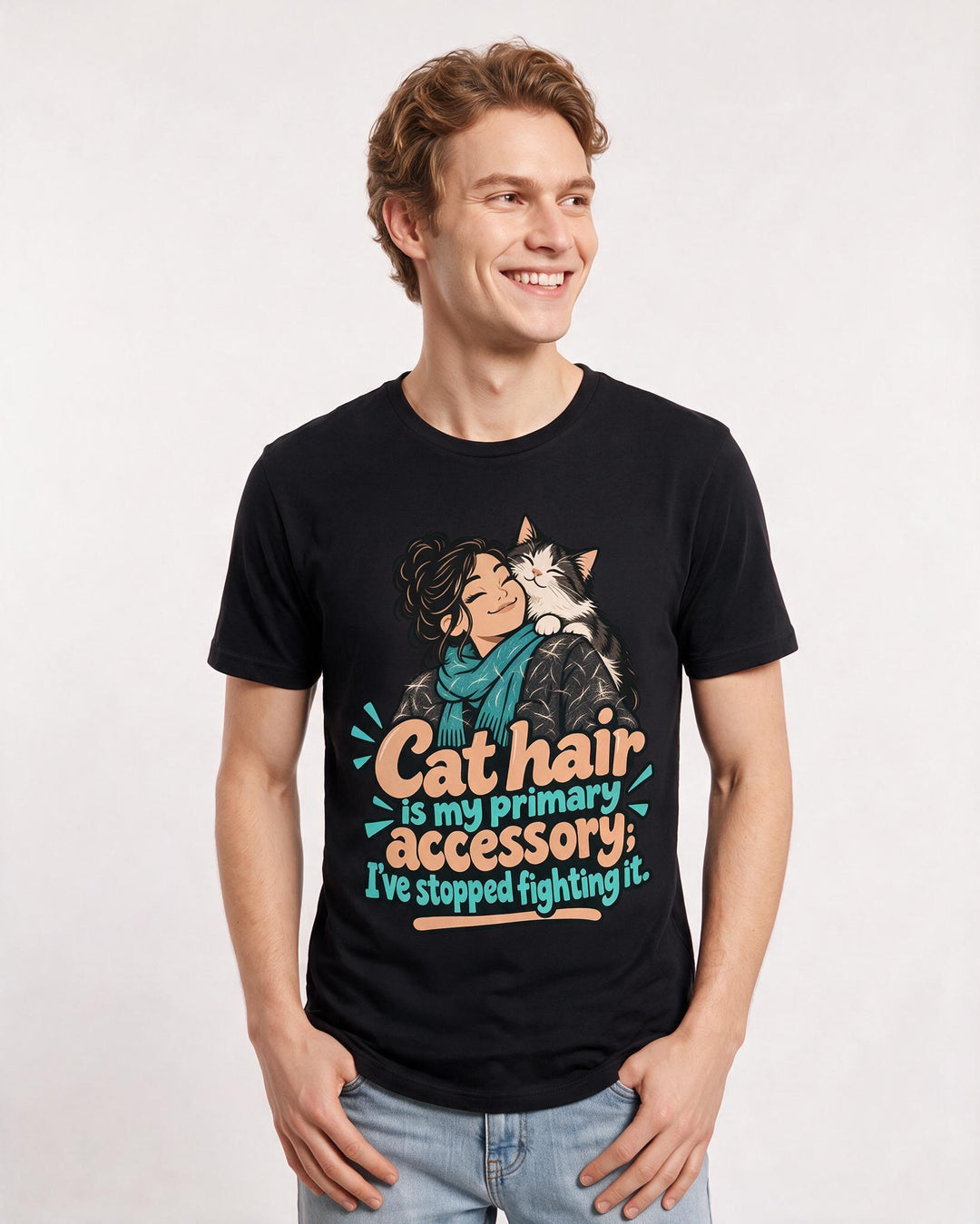 Cat Lover Black T-Shirt for Men – Everyday Expression Graphic Tee product image 1