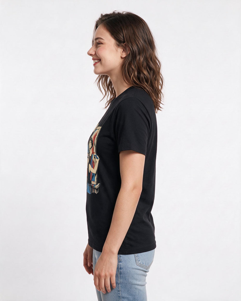 Pride Women's Black T-Shirt – I didn't find myself; I built the person I liked. product image 2