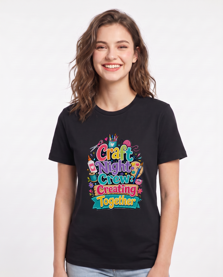 Craft Night Crew: Creating Together Women's Black T-Shirt product image 2