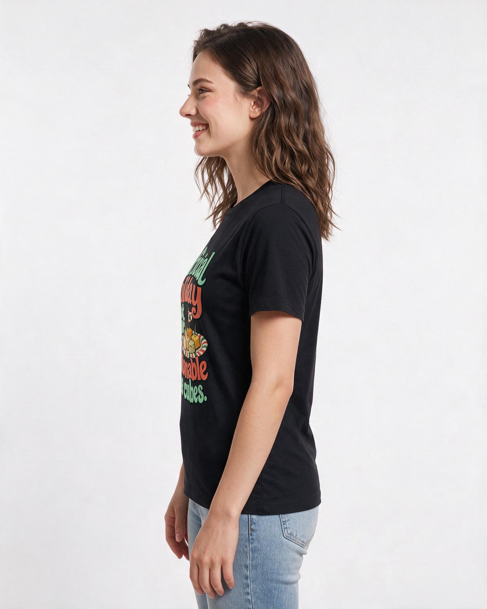Christmas Black T-Shirt for Women – Holiday Theme Graphic Tee product image 2