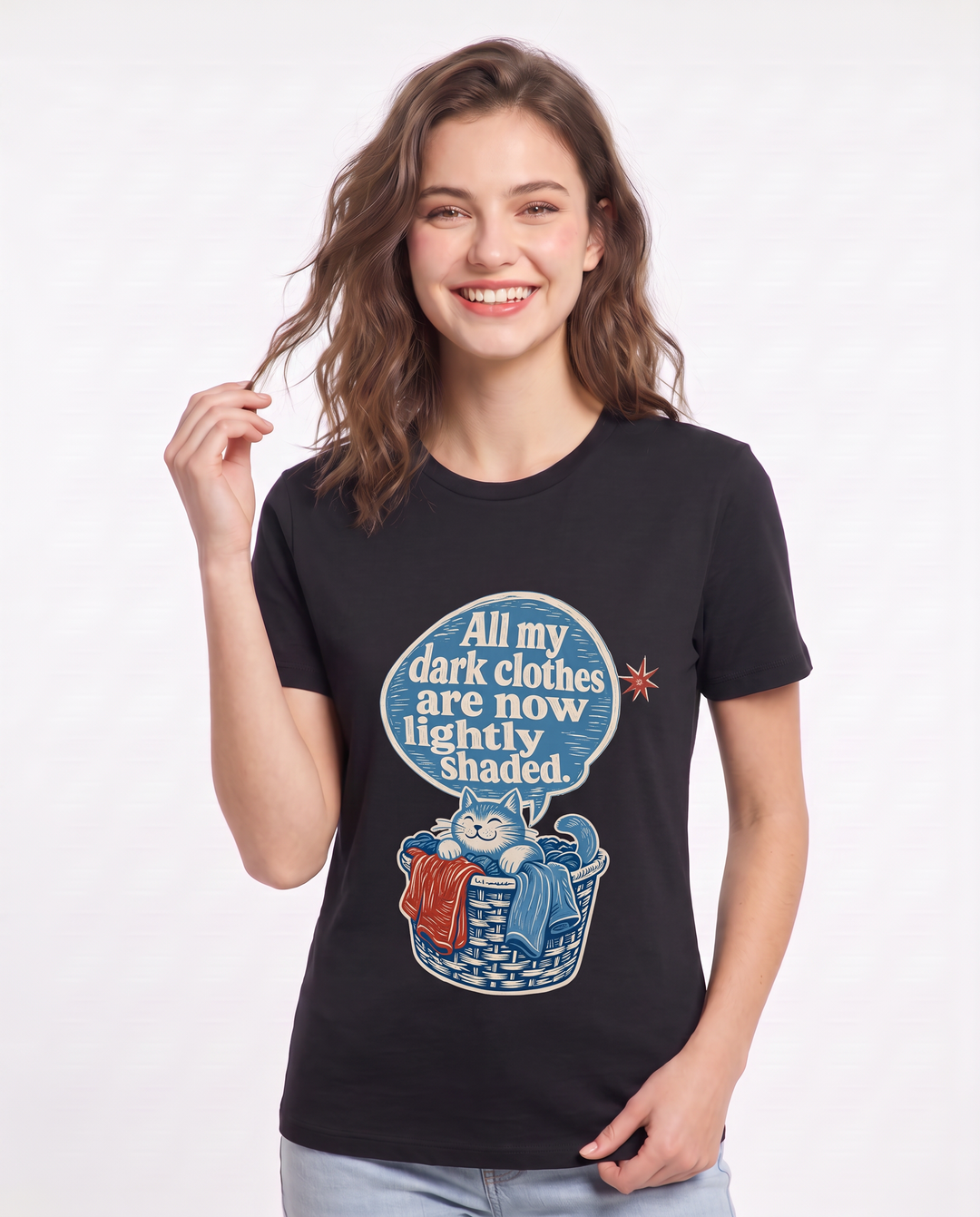 Graphic Women's Black T-Shirt - All my dark clothes are now lightly product image 3