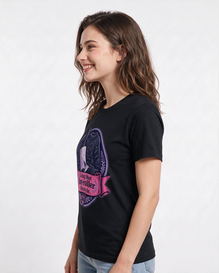 Cat Lover Black T-Shirt for Women – Everyday Expression Graphic Tee product image 2