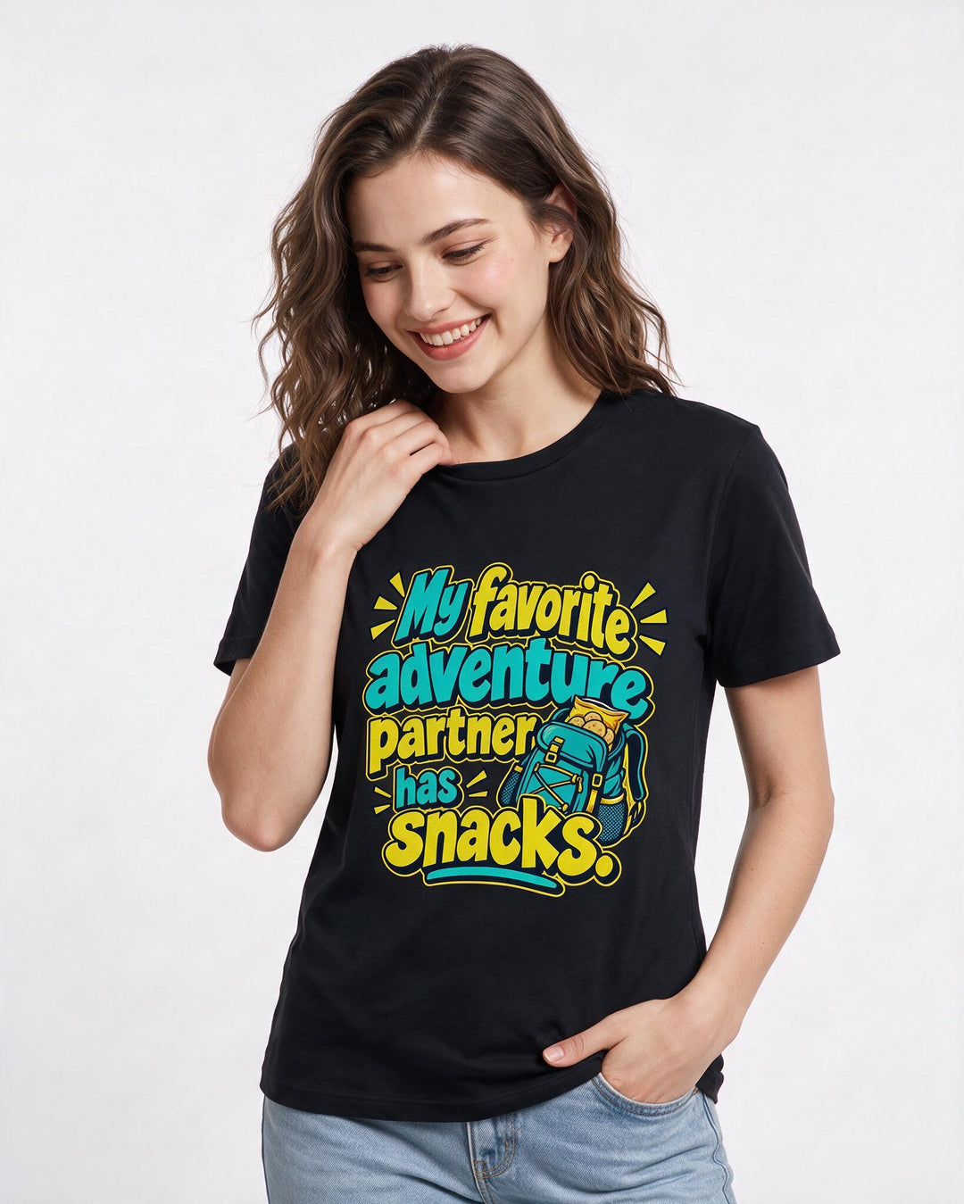 Couples Black T-Shirt for Women – Everyday Expression Graphic Tee product image 1
