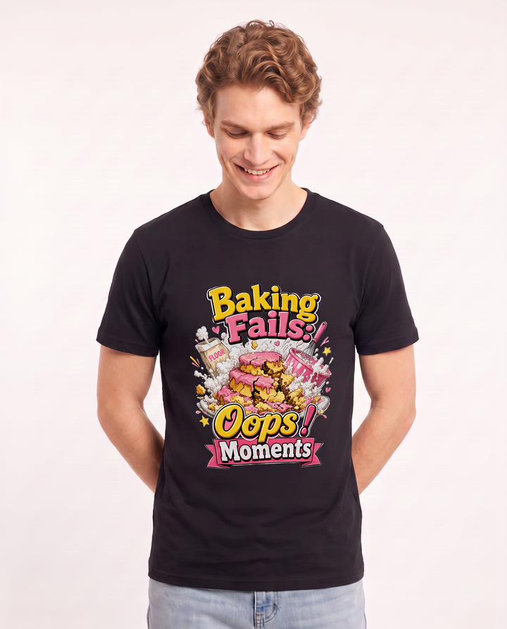 Baking Fails: Oops! Moments Men's Black T-Shirt product image 1
