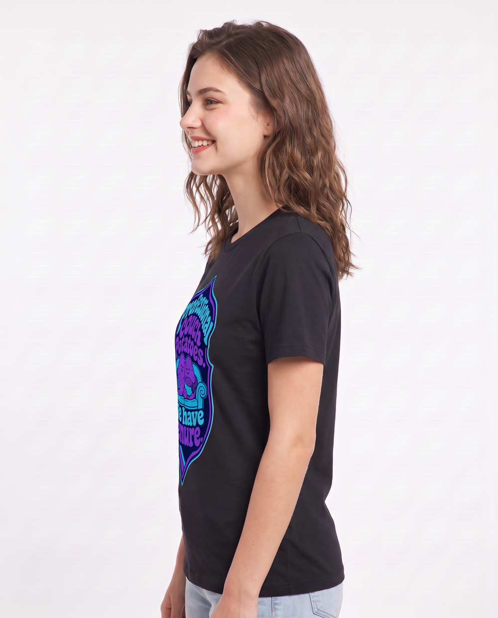 Couples Women's Black T-Shirt - Professional couch potatoes. We have product image 2