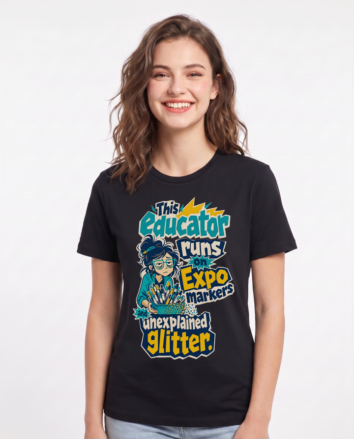 Teacher Black T-Shirt for Women – Everyday Expression Graphic Tee product image 1