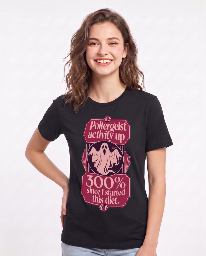 Halloween Women's Black T-Shirt - Poltergeist activity up 300% since I product image 3