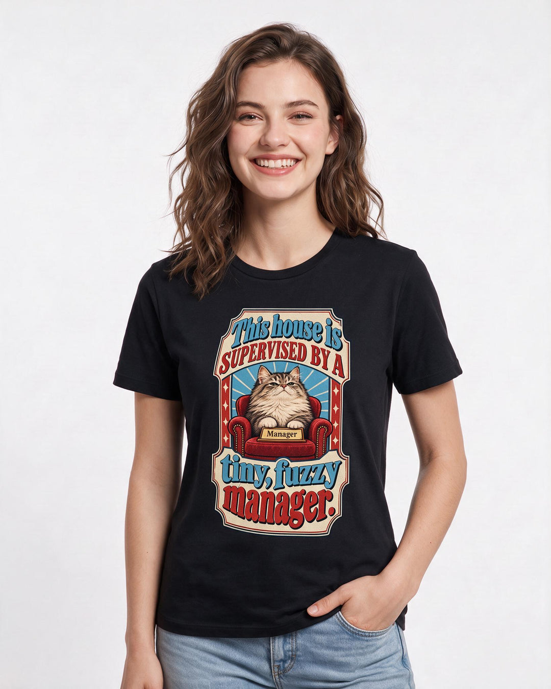 Cat Lover Black T-Shirt for Women – Everyday Expression Graphic Tee product image 1