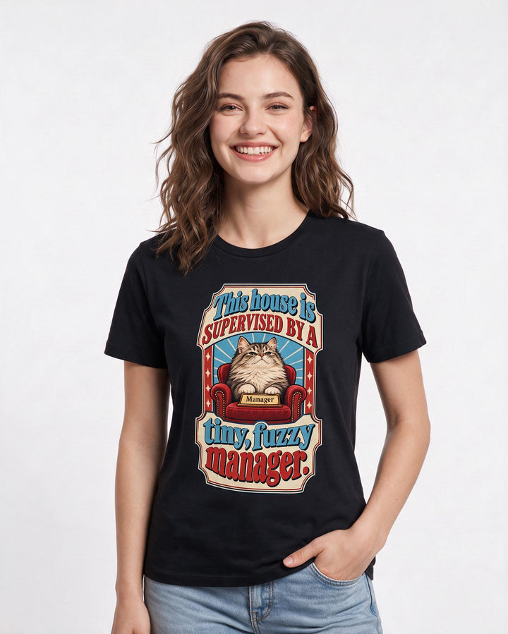 Cat Lover Black T-Shirt for Women – Everyday Expression Graphic Tee product image 1