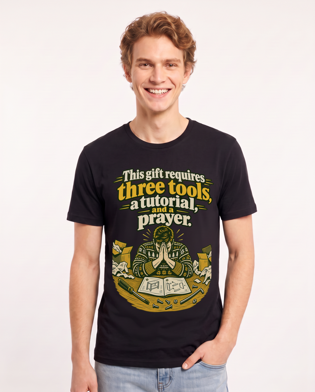 Christmas Black T-Shirt for Men – Holiday Theme Graphic Tee product image 3