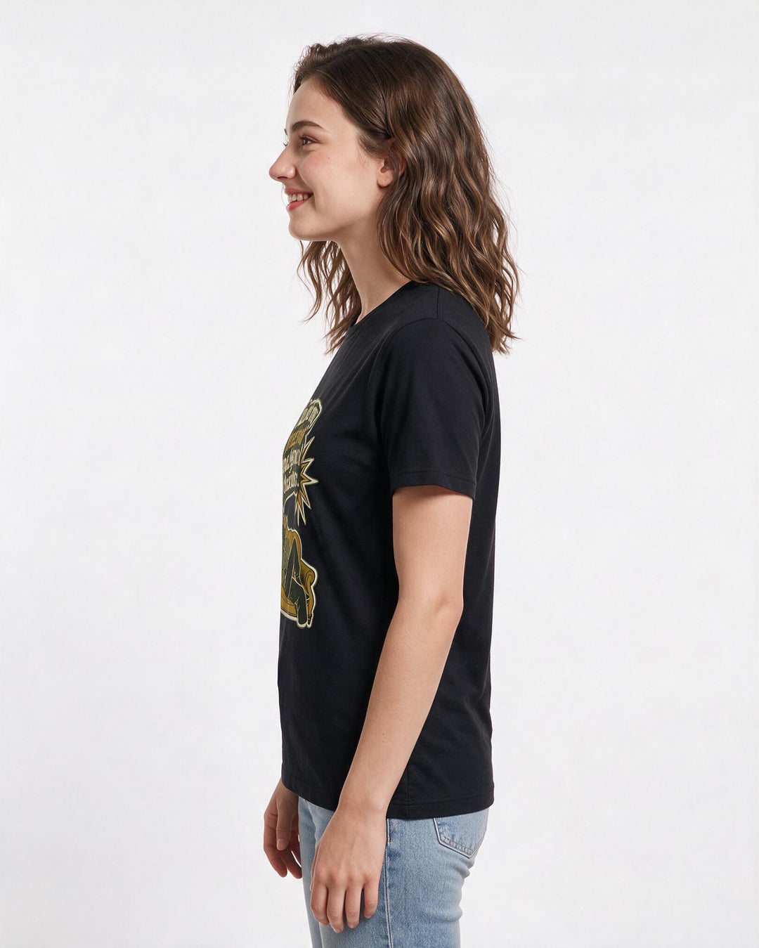 Funny Couples Women's Black T-Shirt – You are my preferred background product image 2