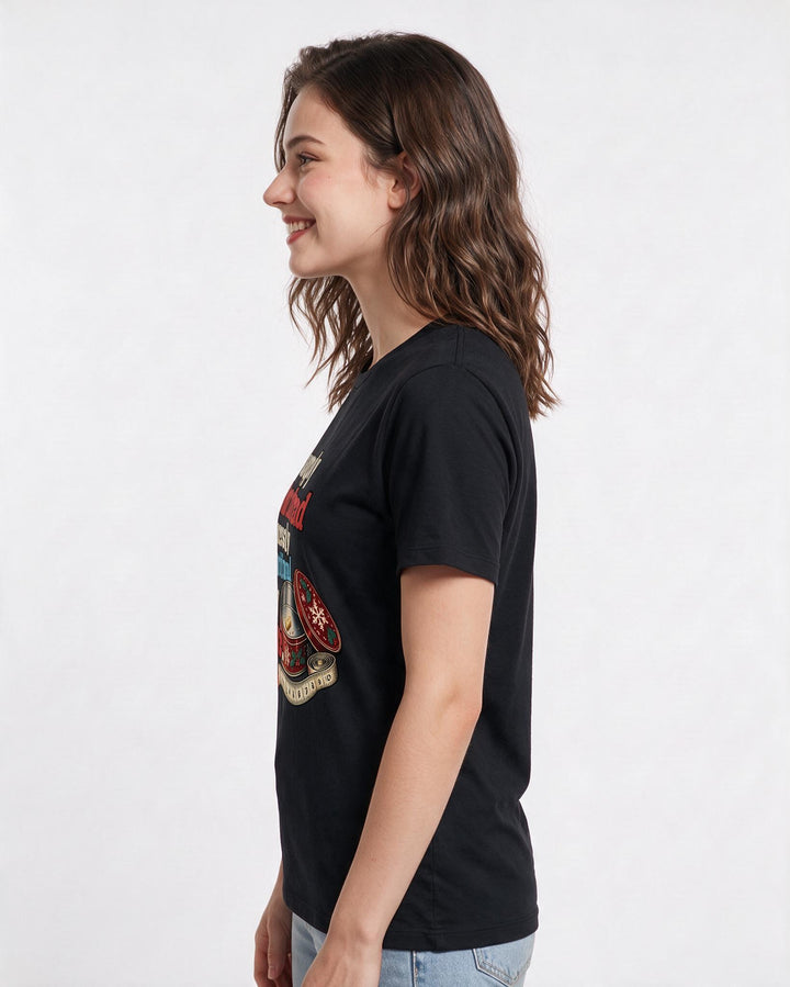Christmas Black T-Shirt for Women – Holiday Theme Graphic Tee product image 2