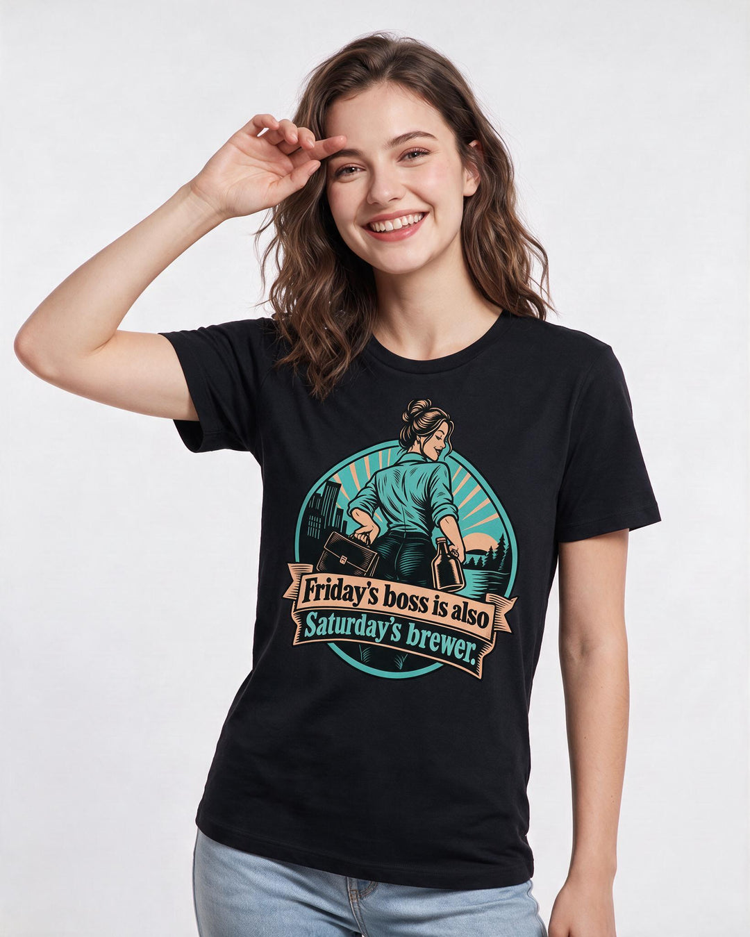 Beer Black T-Shirt for Women – Everyday Expression Graphic Tee product image 1