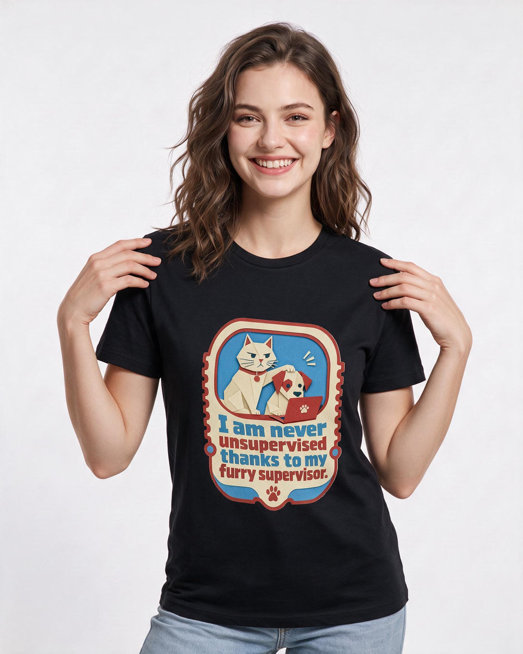 Graphic Women's Black T-Shirt - I am never unsupervised thanks to my product image 3