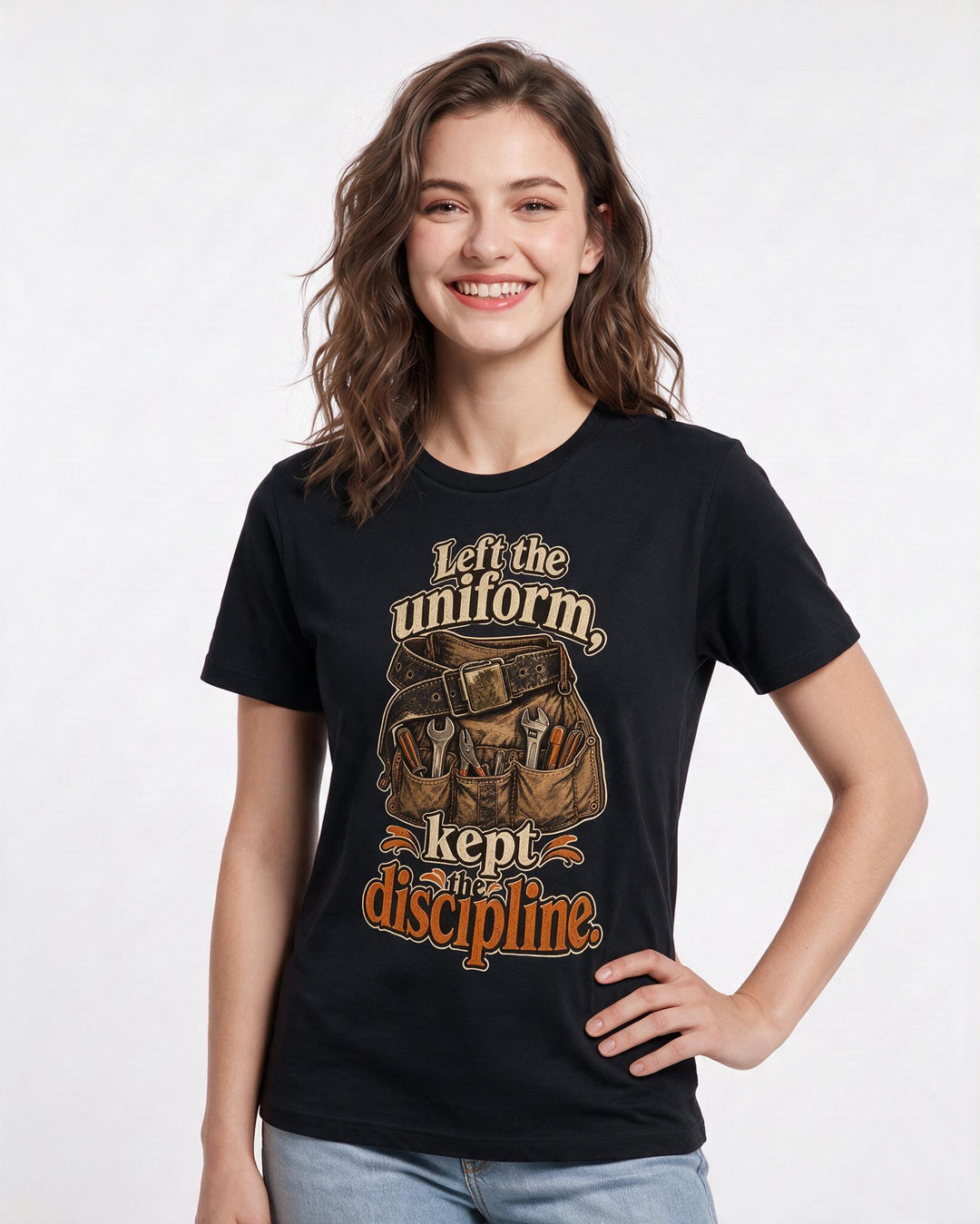 Veteran Women's Black T-Shirt – Left the uniform, kept the discipline. product image 3