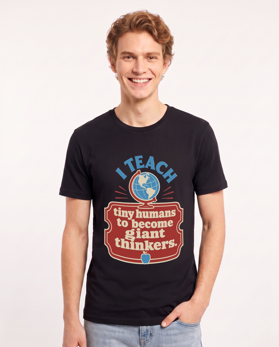Teacher Gift Men's Black T-Shirt - I teach tiny humans to become giant product image 1