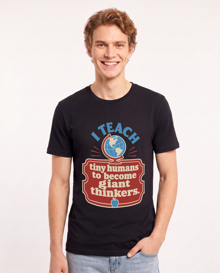 Teacher Gift Men's Black T-Shirt - I teach tiny humans to become giant product image 1