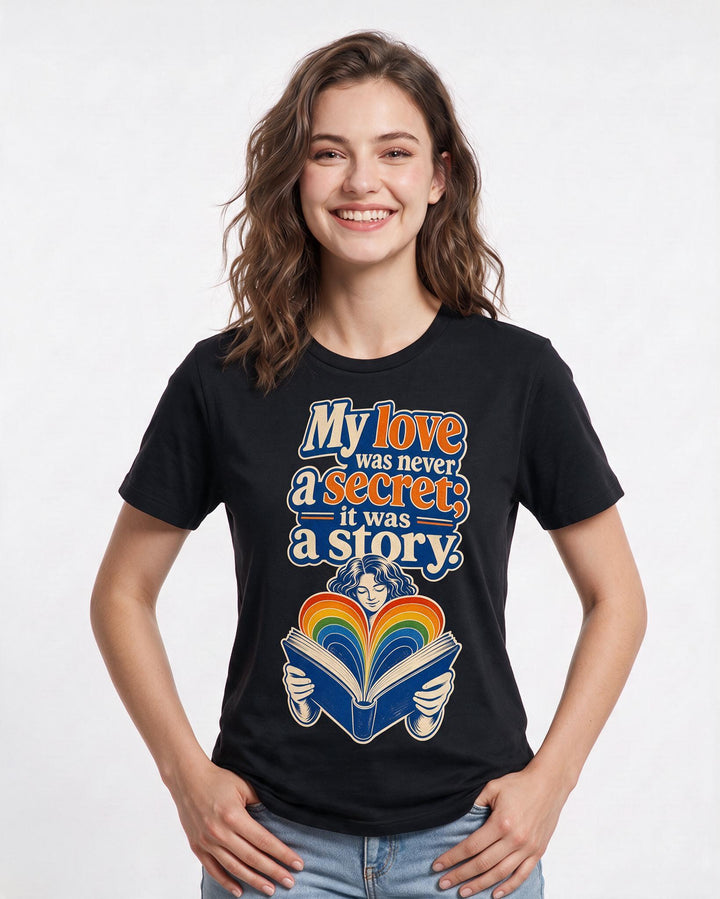 Pride Women's Black T-Shirt – My love was never a secret; it was a story. product image 3