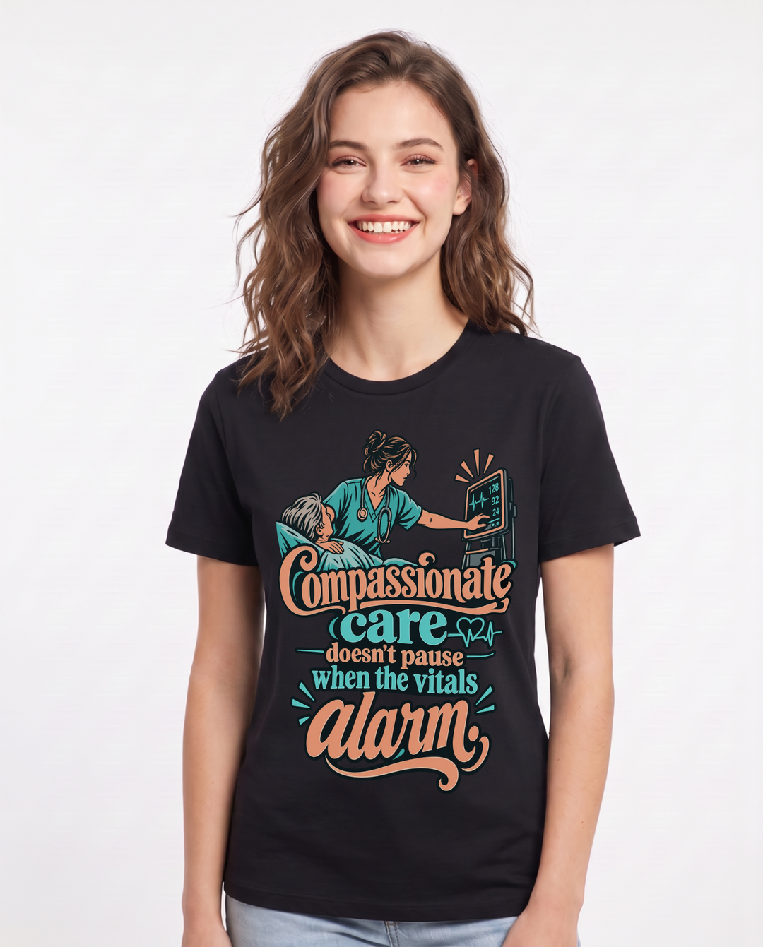 Nurse Black T-Shirt for Women – Nursing Life Graphic Tee product image 3