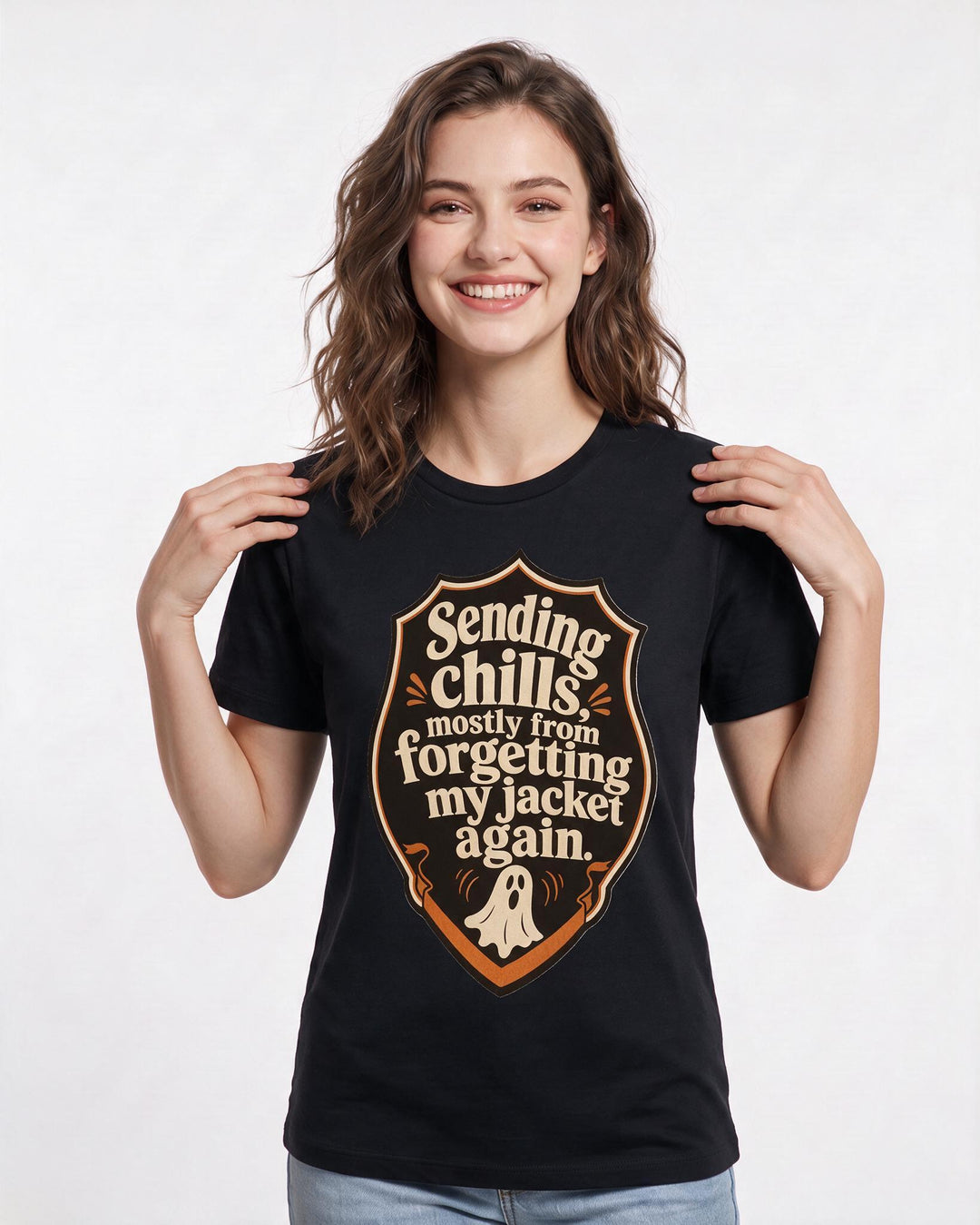 Halloween Women's Black T-Shirt - Sending chills, mostly from product image 3