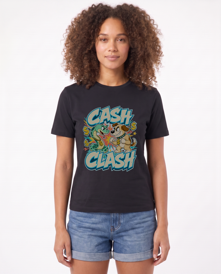 Cash Clash Black T-Shirt mockup 1