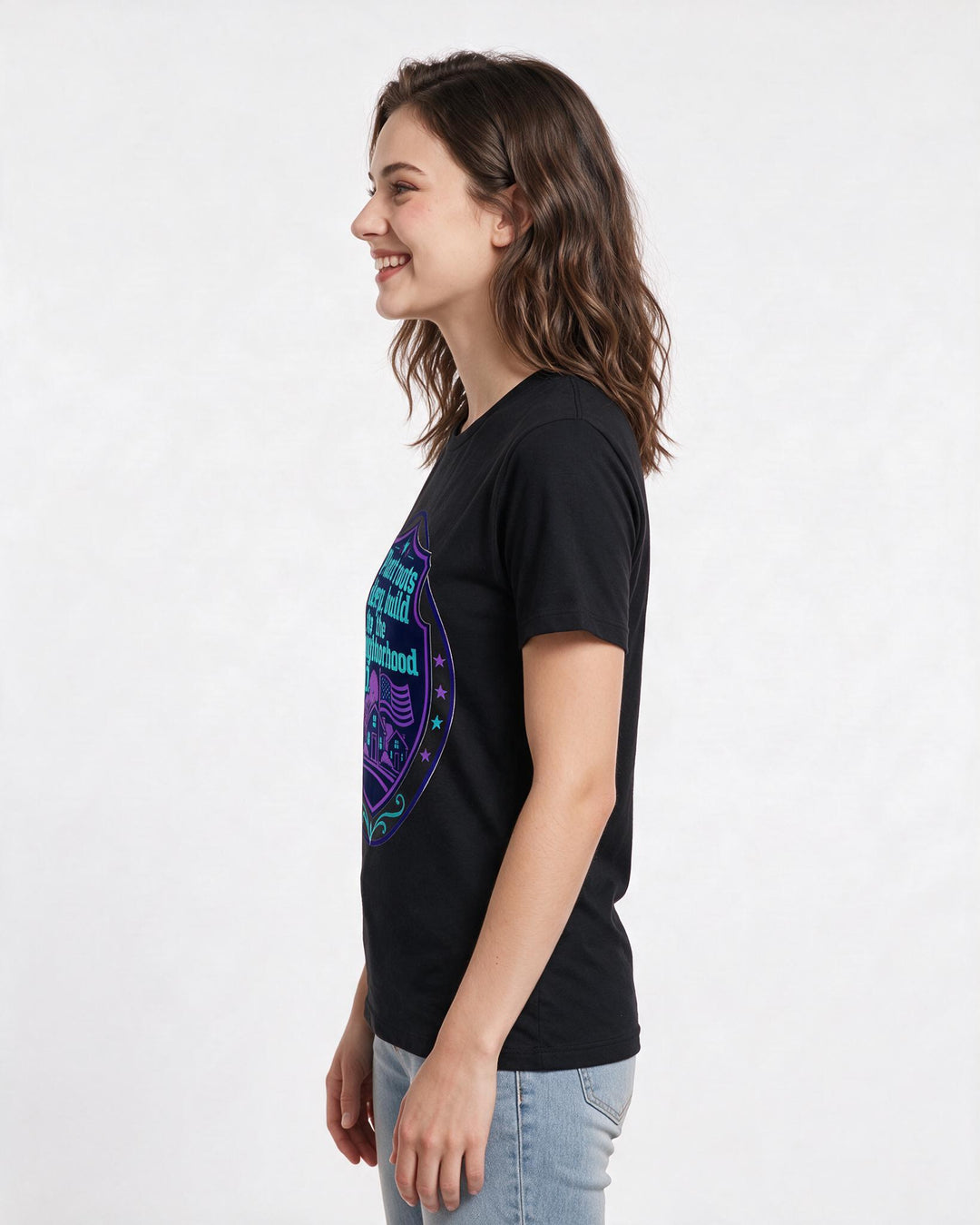 Graphic Women's Black T-Shirt - Plant roots deep, build the product image 2