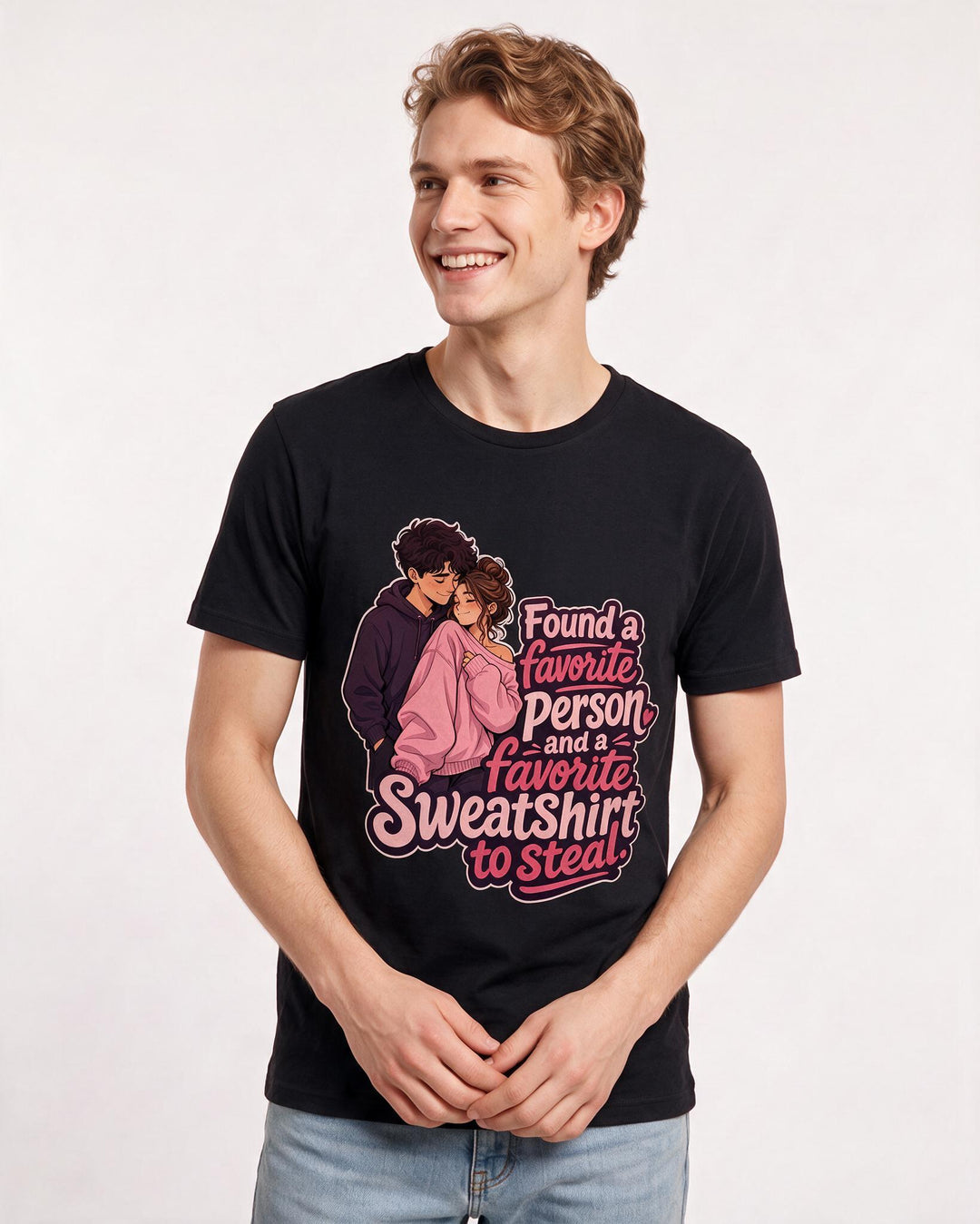Couples Black T-Shirt for Men – Everyday Expression Graphic Tee product image 1