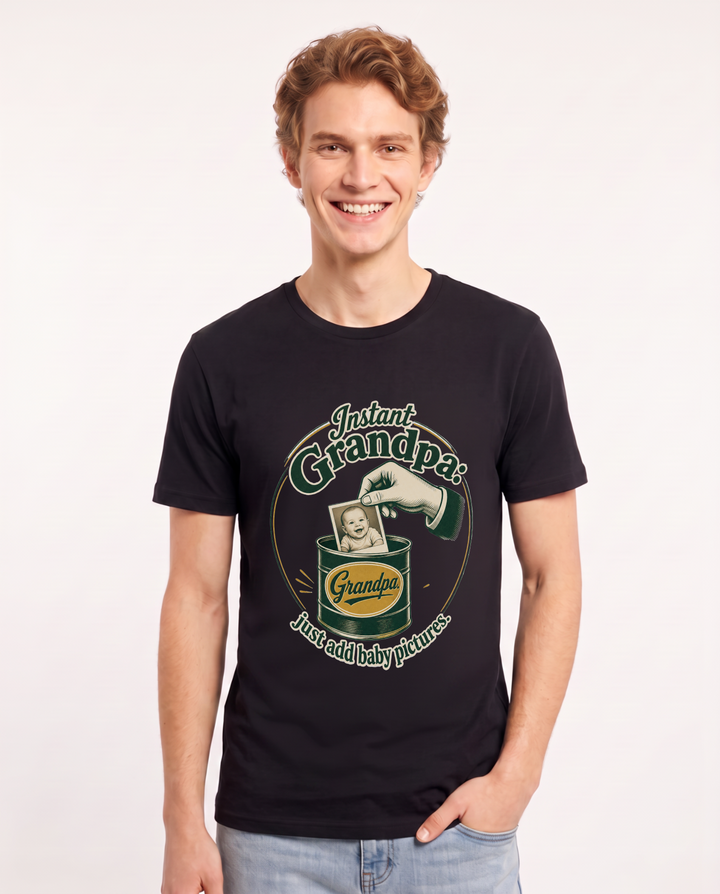 Funny Grandpa Men's Black T-Shirt – Instant Grandpa: just add baby pictures. product image 1