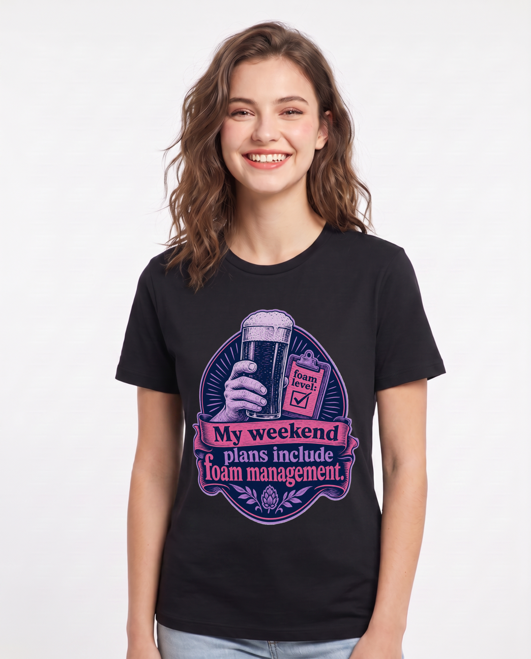 Beer Black T-Shirt for Women – Everyday Expression Graphic Tee product image 3