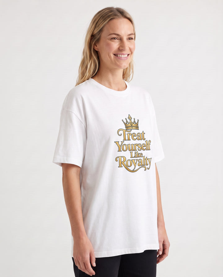 Treat Yourself Like Royalty White T-Shirt mockup 2