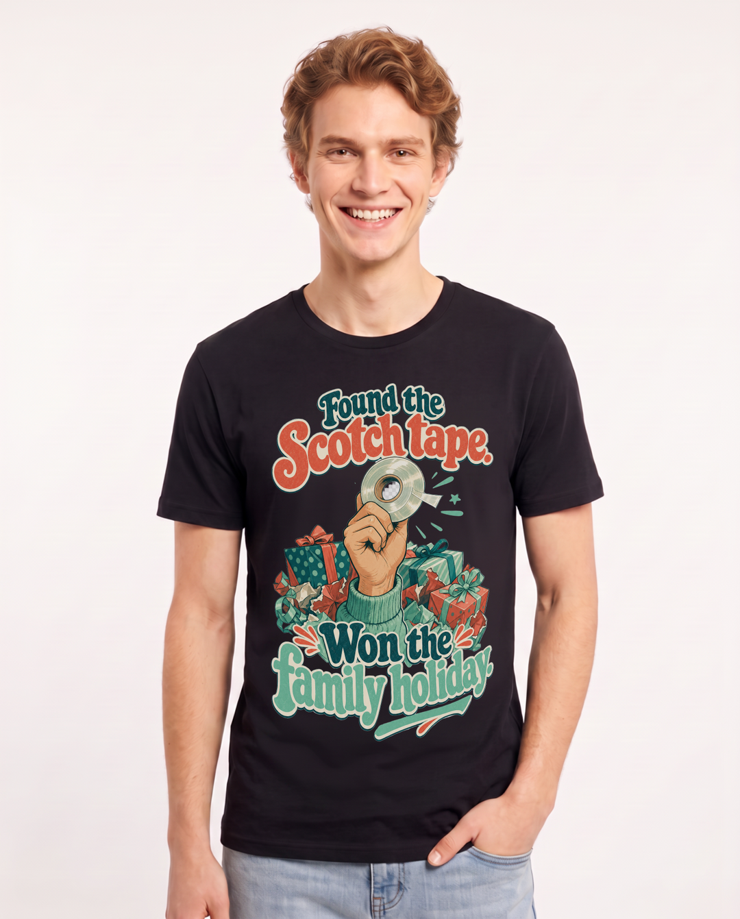 Christmas Black T-Shirt for Men – Holiday Theme Graphic Tee product image 3