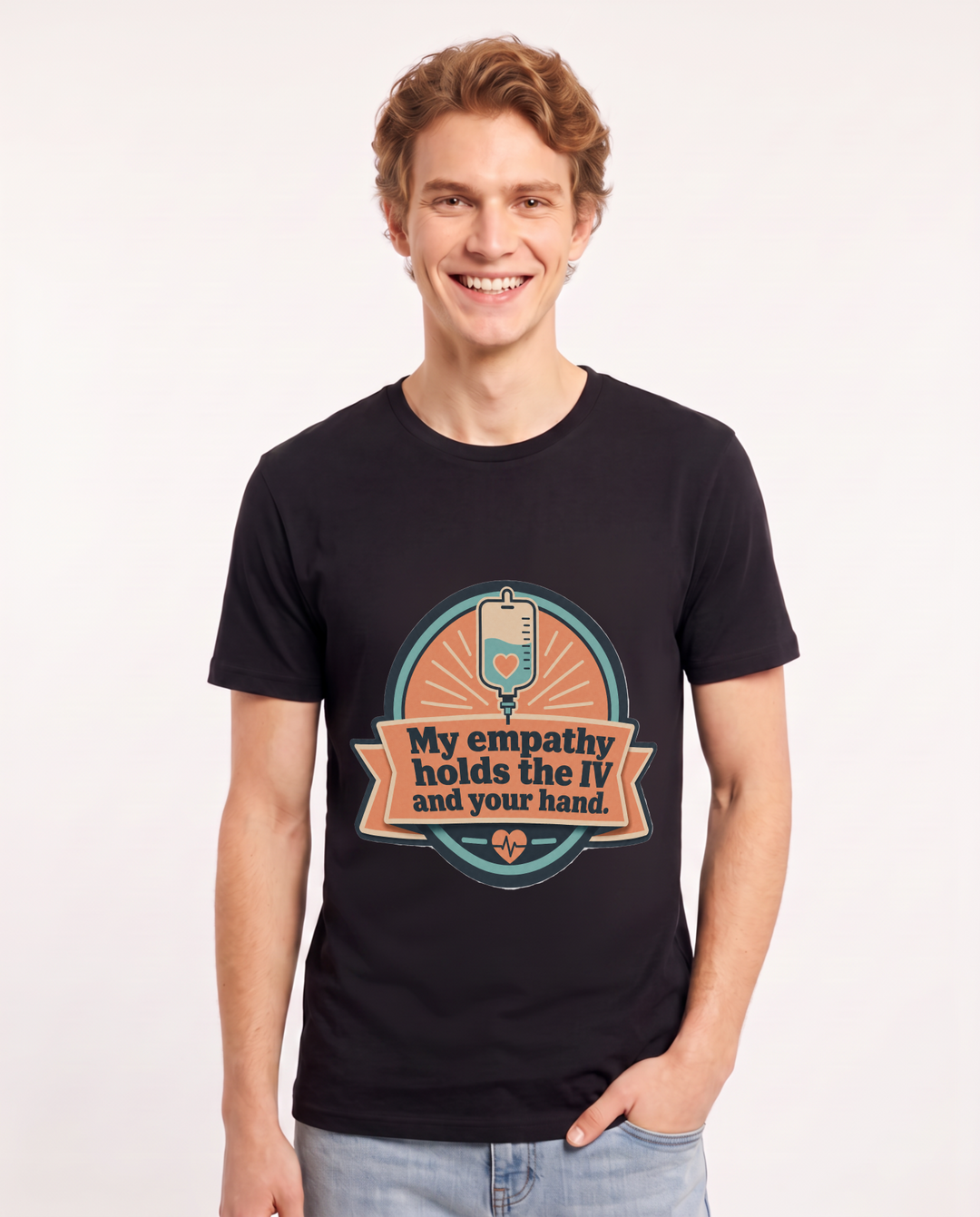Nurse Gift Men's Black T-Shirt - My empathy holds the IV and your product image 1