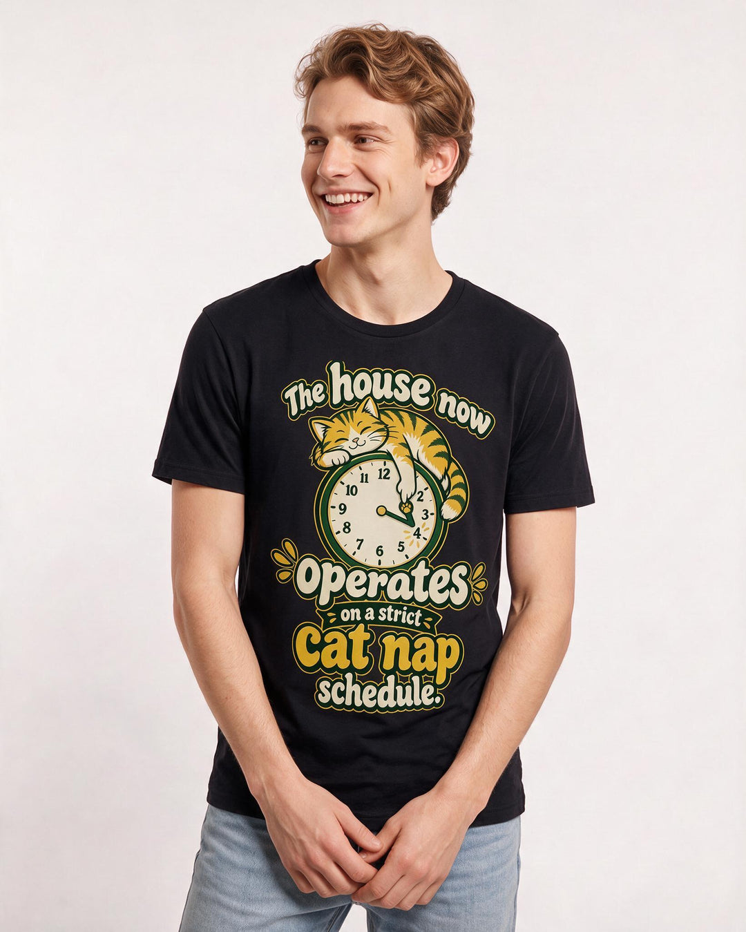 Cat Lover Black T-Shirt for Men – Everyday Expression Graphic Tee product image 1