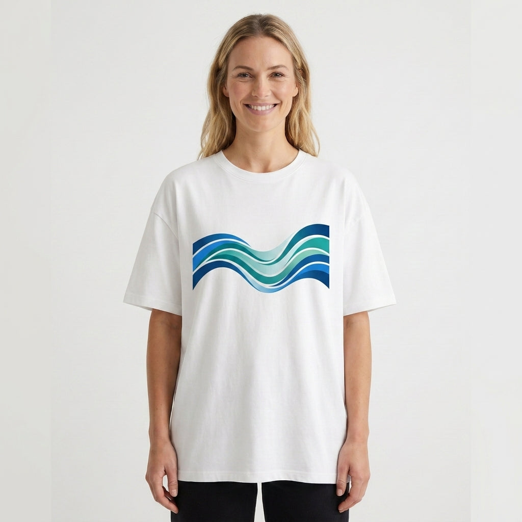 Calm Waves White T-Shirt mockup 1