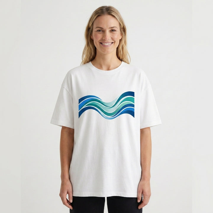 Calm Waves White T-Shirt mockup 1