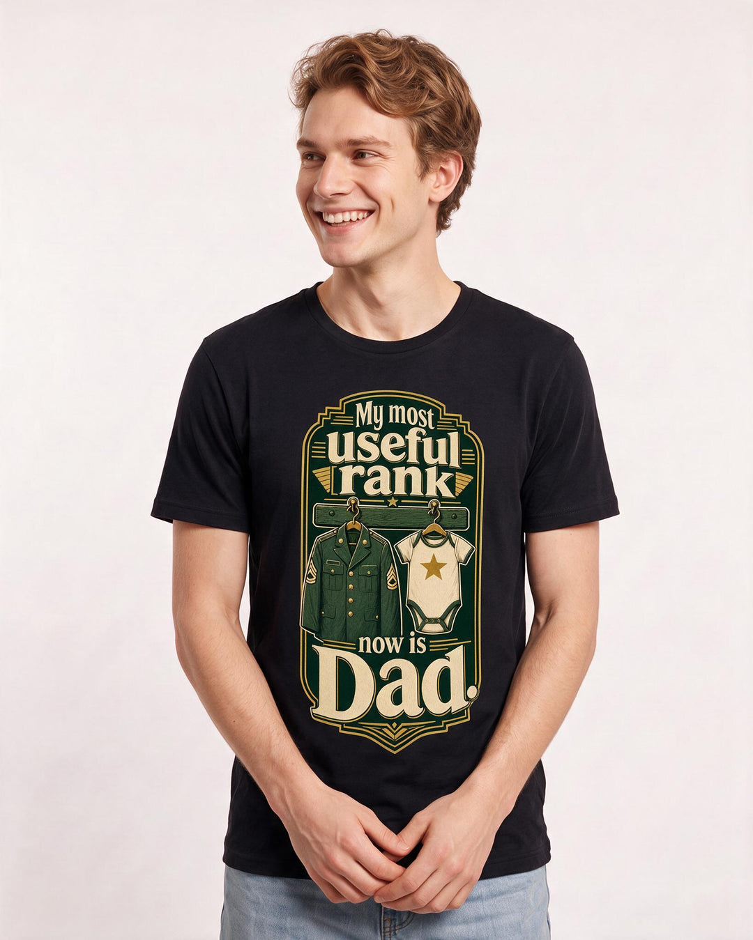 Veteran Men's Black T-Shirt – My most useful rank now is Dad. product image 3