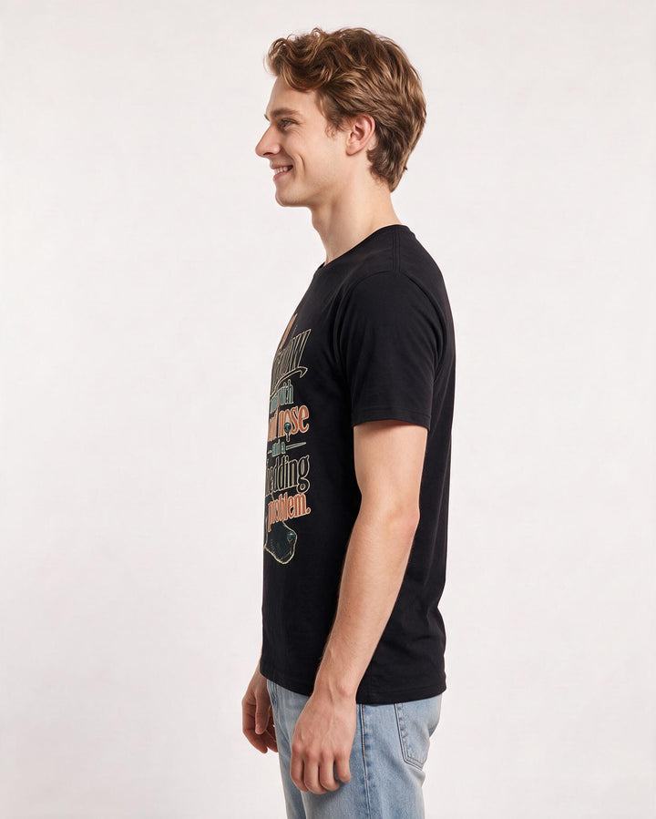 Cat Lover Men's Black T-Shirt – My shadow comes with a cold nose and a product image 2