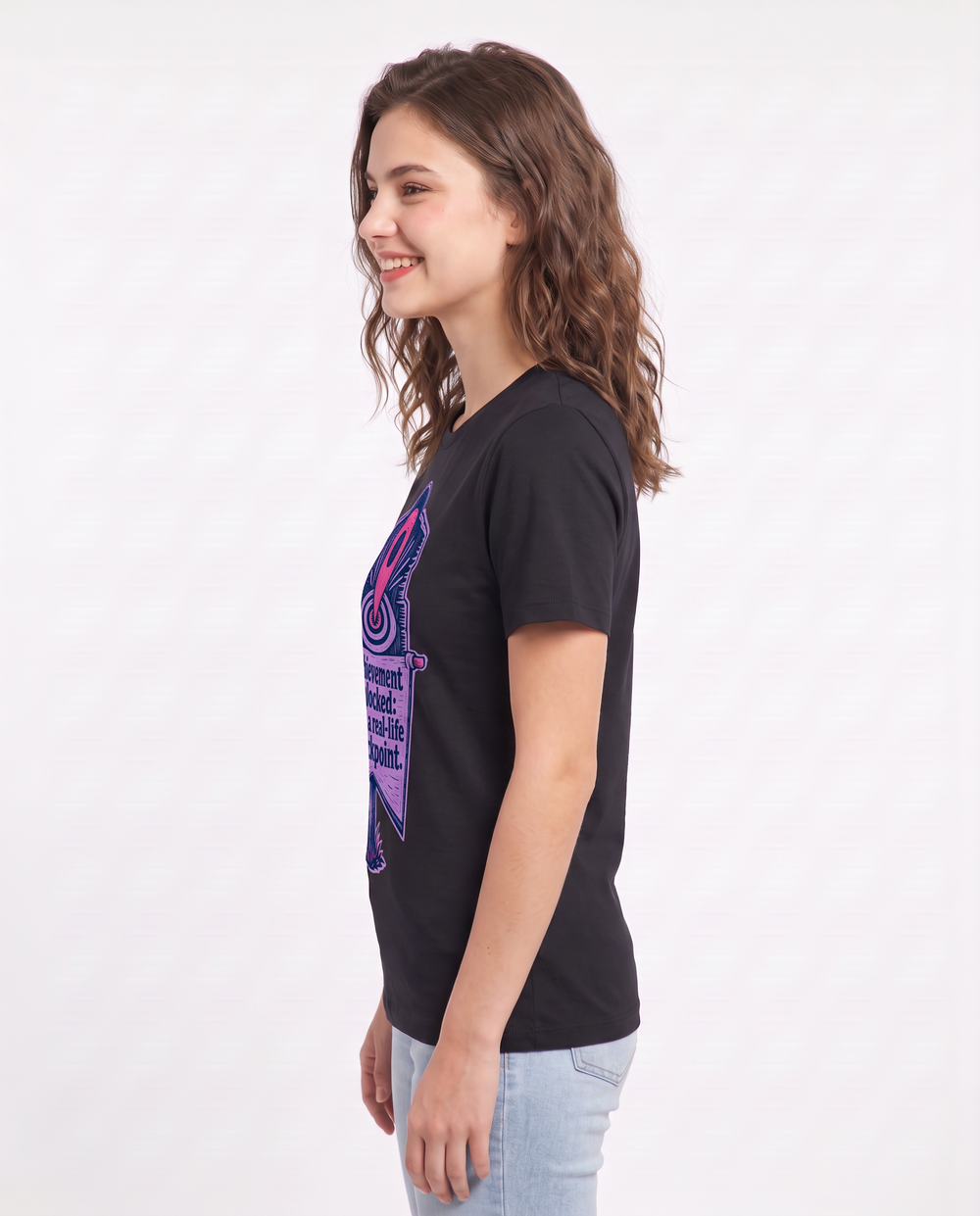 Gaming Women's Black T-Shirt - Achievement unlocked: used a real-life product image 2
