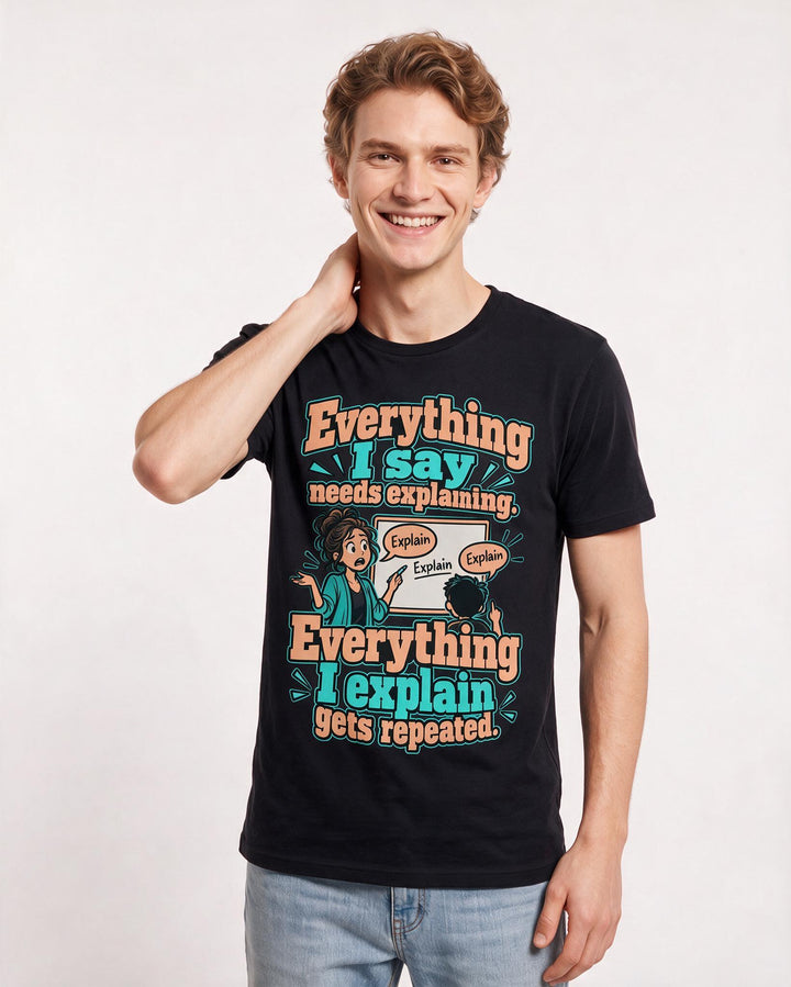 Teacher Black T-Shirt for Men – Everyday Expression Graphic Tee product image 1