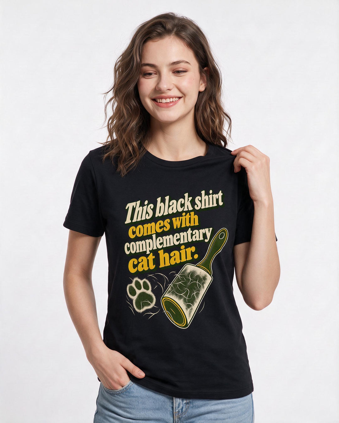 Cat Lover Black T-Shirt for Women – Everyday Expression Graphic Tee product image 1