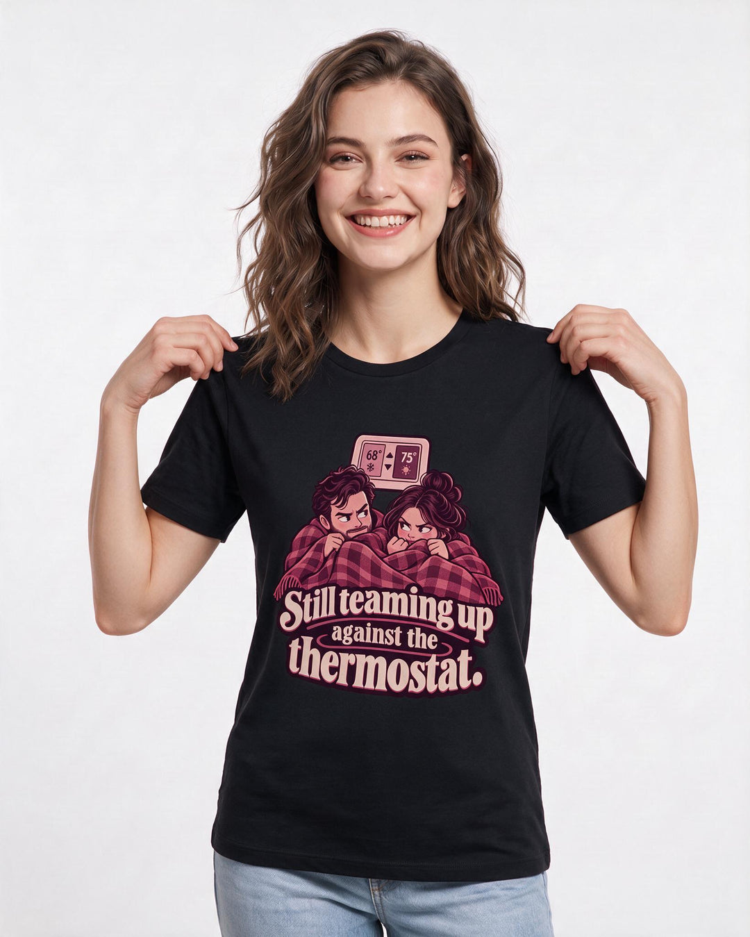 Couples Black T-Shirt for Women – Everyday Expression Graphic Tee product image 1